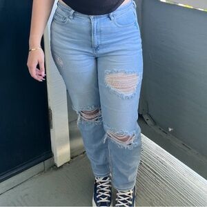 American Eagle Outfitters Light Blue High Rise Distressed Jeans